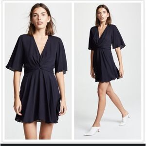 A.L.C Ava Twist-Front Navy Blue
Silk Mini‎ Dress Side Zip Deep V 
Size 10